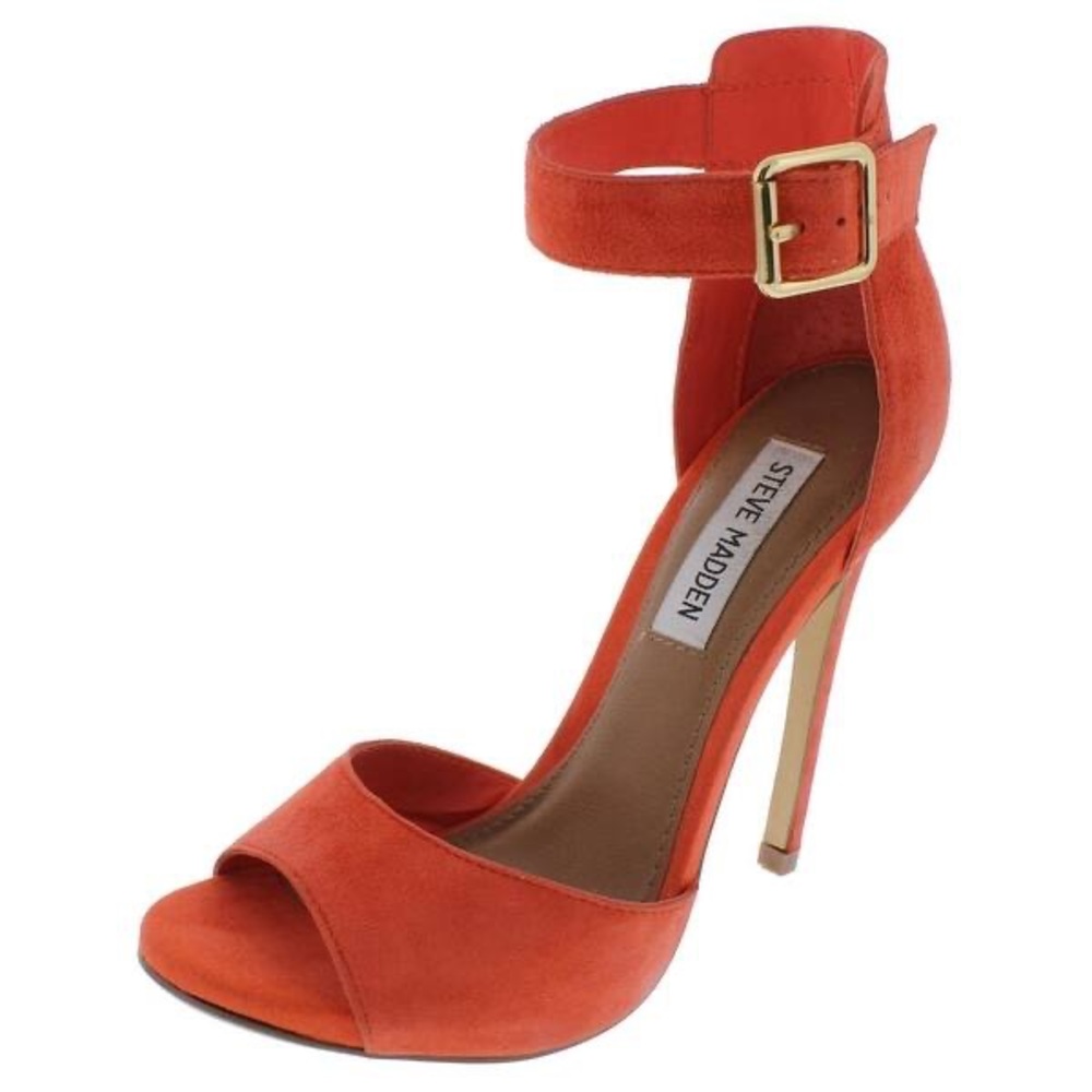 STEVE MADDEN Orange/Coral Ankle Strap Heels